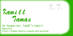 kamill tamas business card